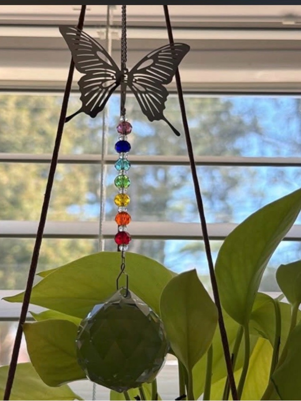 Butterfly Crystal Suncatcher with Rainbow Beads